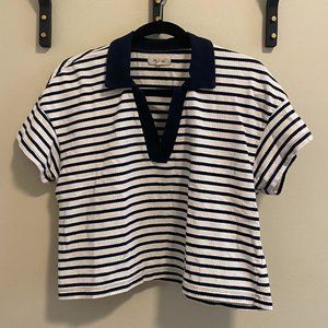 Madewell Texture-Rib Cropped Polo Tee Size M